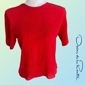 Oscar de la Renta, Vibrant Red Silk Top